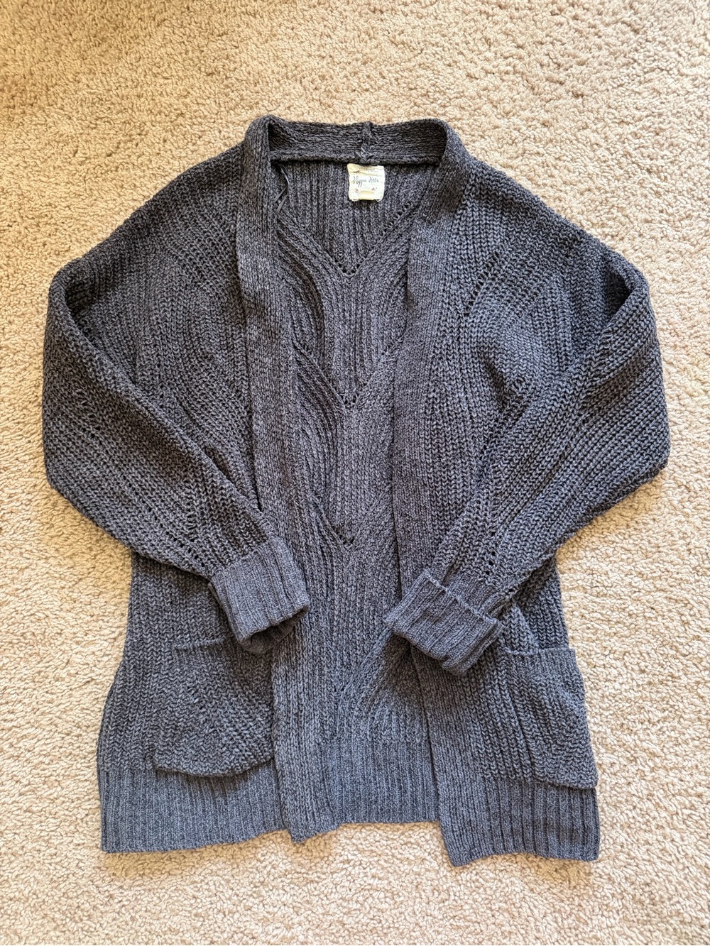 Cozy Chunky Knit Open Cardigan in Charcoal Gray Hippie Rose